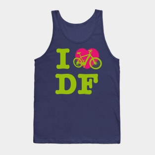 I Love Cycling DF Green Pink / Yo Amo andar en Bicicleta en el DF / Chilango Pride / Orgullo Chilango Graphic Tank Top